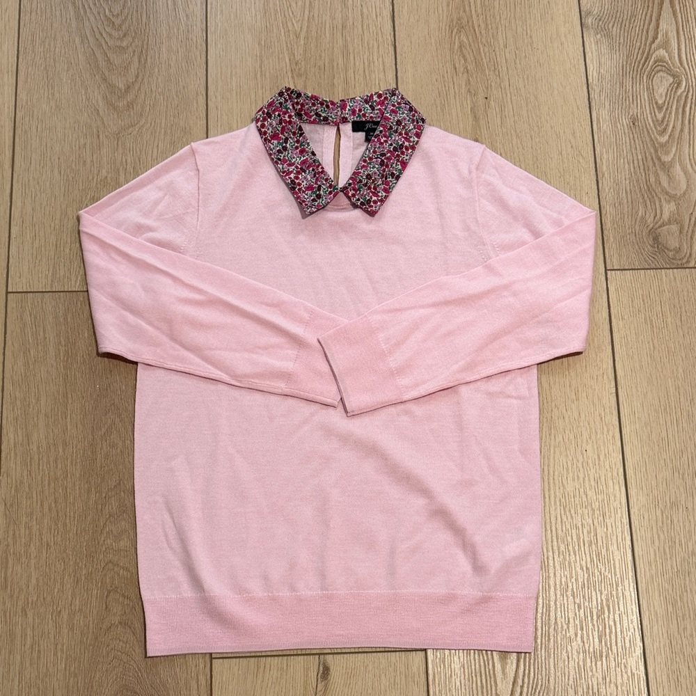 Jcrew vintage pink tippi sweater with liberty collar never worn size M